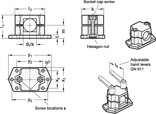 Flanged Connector Clamps GN 147.3 sketch