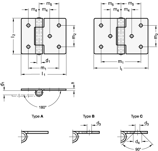 Stainless Steel Sheet Metal Hinges  GN 136 sketch