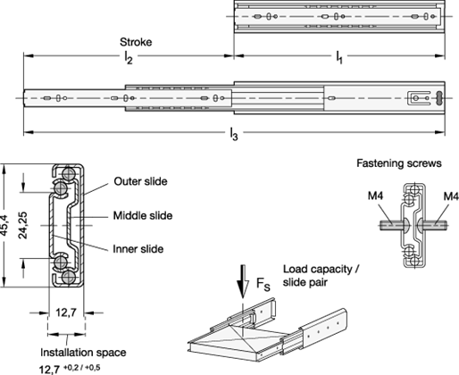 Telescopic Slides GN 1410 sketch