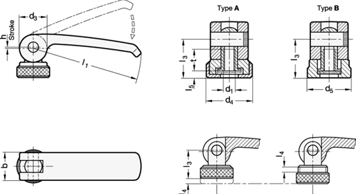 Clamping Levers with Eccentrical Cam GN 927.2 sketch