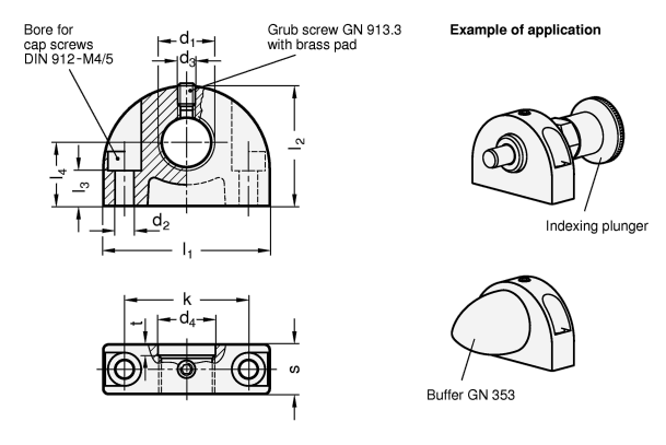 Mounting Blocks zinc die casting GN 412.1 sketch