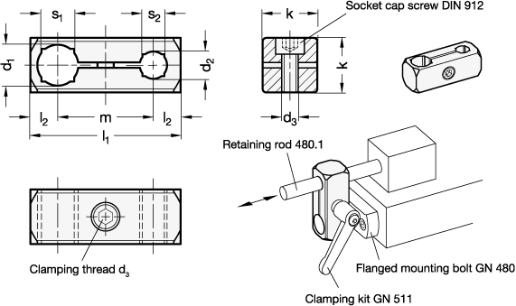 Parallel Mounting Clamps GN 474.1 sketch