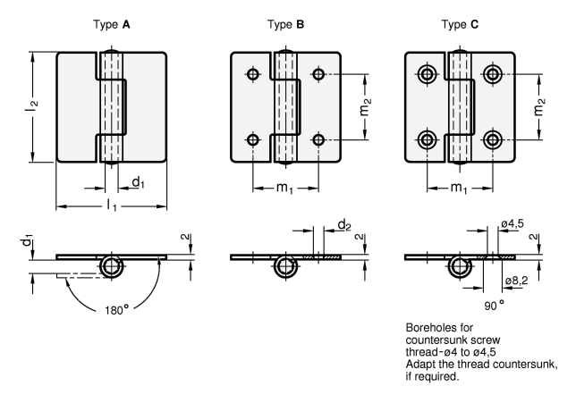 Stainless Steel Sheet Metal Hinges GN 136 sketch