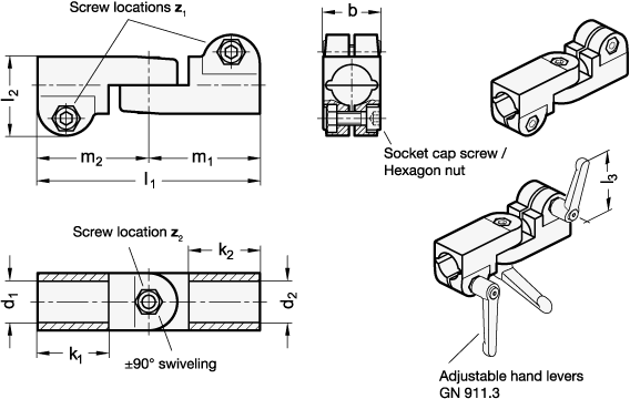 Swivel Clamp Connector Joints GN 285 sketch