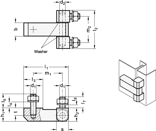 Stainless Steel Hinges GN 129.2 sketch