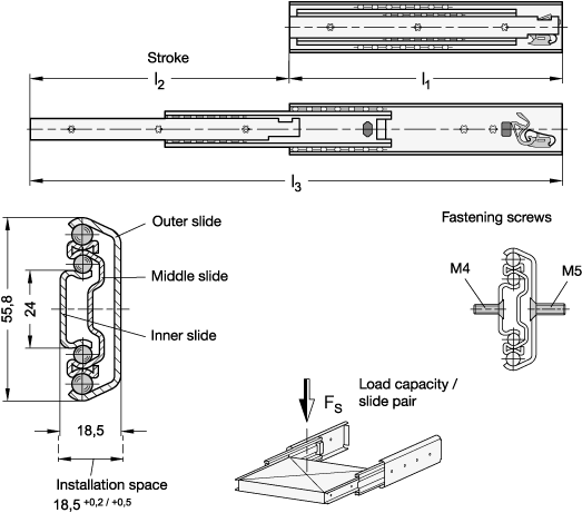 Telescopic Slides GN 1422 sketch