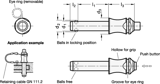 Stainless Steel Ball Lock Pins GN 113.3 sketch