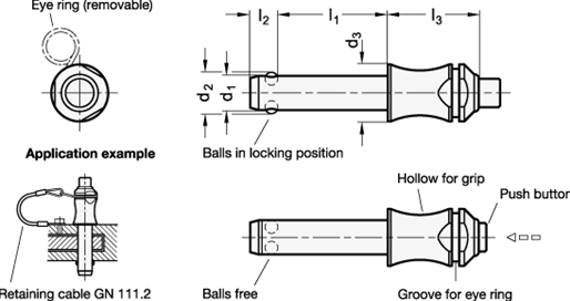 Stainless Steel Ball Lock Pins GN 113.3 sketch