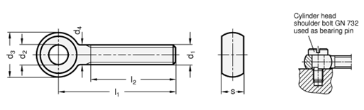 Swing Bolts Steel  blackened GN 1524 sketch