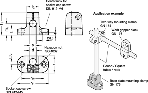 Base Plate Mounting Clamps GN 175 sketch