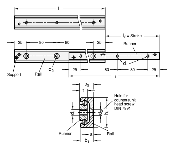 Telescopic Linear Slides GN 2404 sketch