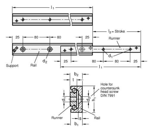 Telescopic Linear Slides GN 2404 sketch