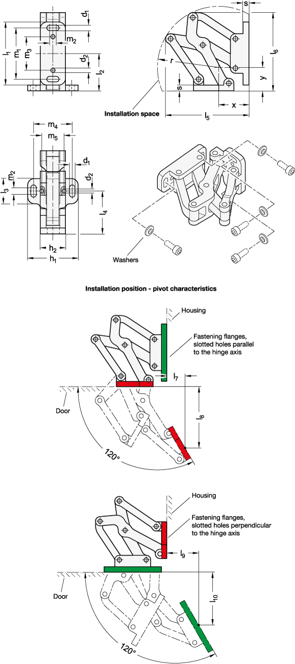 Multiple Joint Hinge GN 7243 sketch