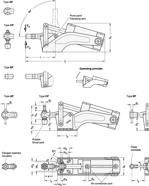 Toggle Clamps Steel  zinc plated GN 860 sketch