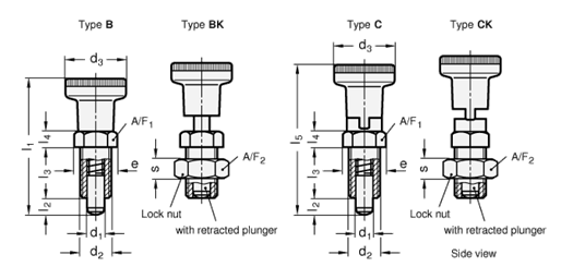 Indexing Plungers plunger pin steel GN 617.2 sketch