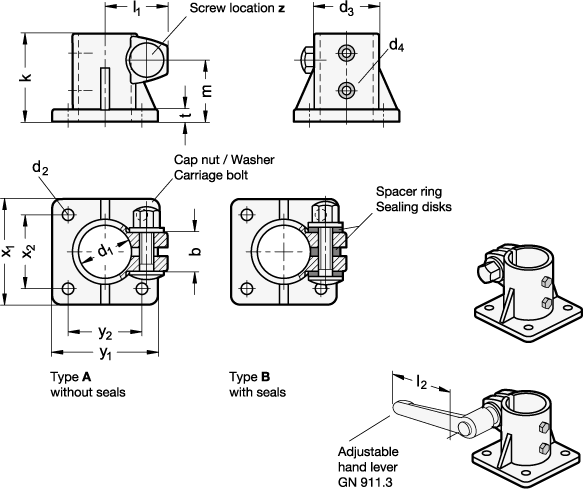 Base Plate Linear Actuator Connectors GN 163.15 sketch