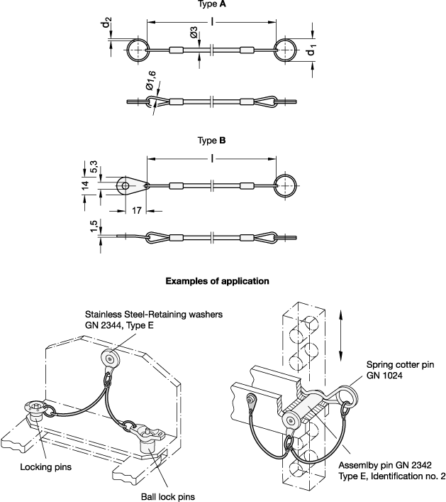 Stainless Steel Retaining Cables GN 111.2 sketch