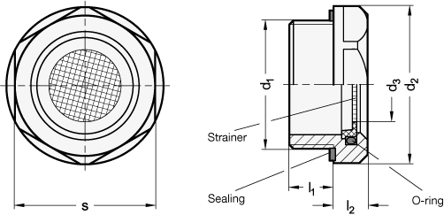 Stainless Steel Breather Strainers GN 7403 sketch