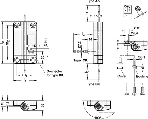 Hinges with Safety Switch GN 239.6 sketch