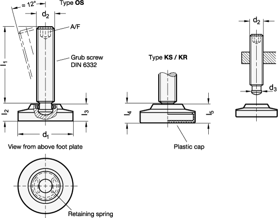Stainless Steel Leveling Feet GN 6311.6 sketch