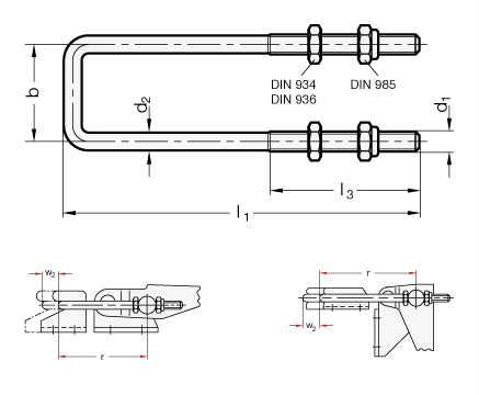 Square U Bolts Steel GN 951.1 sketch