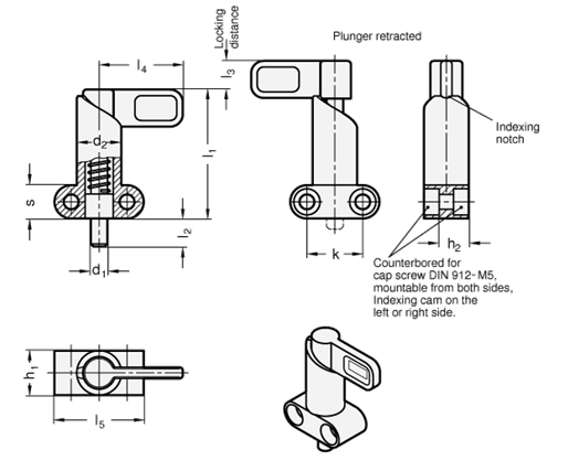 Cam Action Indexing Plungers GN 612.9 sketch