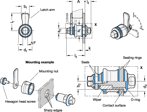 Stainless Steel Latches GN 1150 sketch