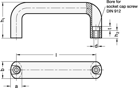 Cabinet U Handles assembling from the operators side GN 725.1 sketch