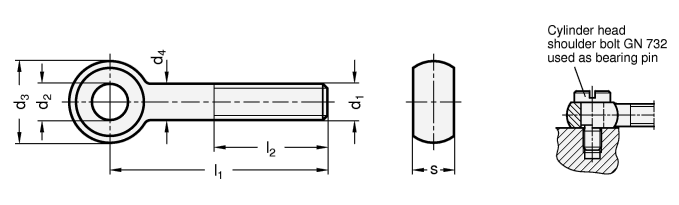 Swing Bolts Steel  blackened DIN 444 sketch