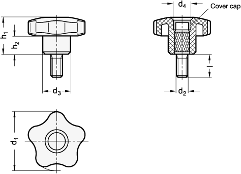 Star Knobs with Threaded Stud GN 5337.7 sketch