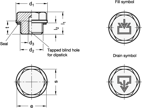 Stainless Steel Threaded Plugs GN 742.5 sketch