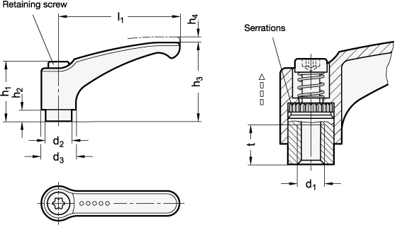 Adjustable Hand Levers GN 602.1 sketch