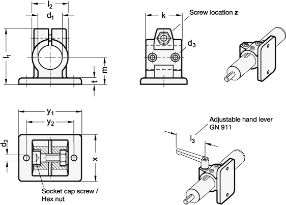 Flanged Linear Actuator Connectors GN 146.13 sketch