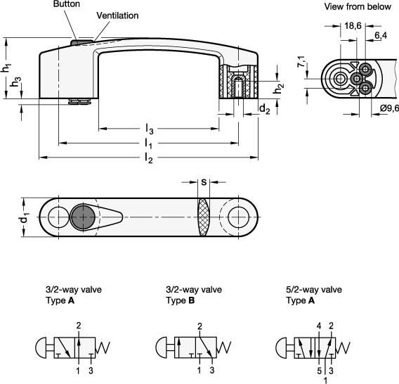 Cabinet U Handles plastic GN 628.5 sketch