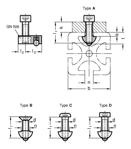 Assembly Sets for Profile Systems 30  40 GN 965 sketch