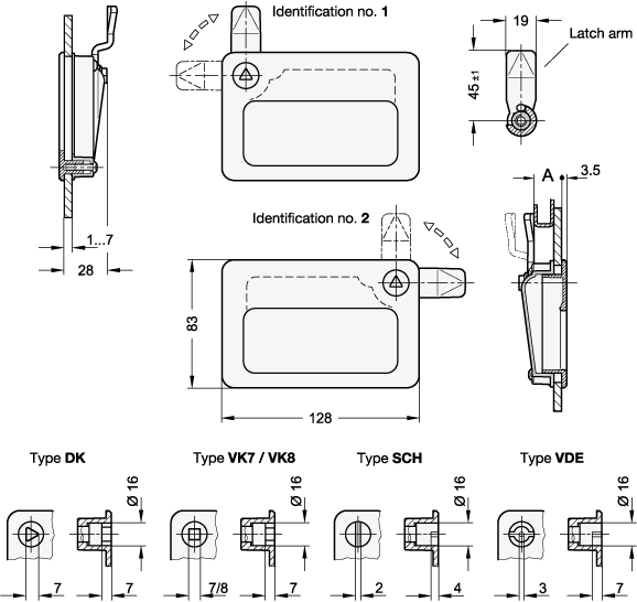 Latches with Gripping Tray GN 115.10 sketch