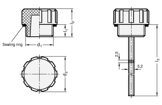 Plugs with  without dipstick GN 548.1 sketch