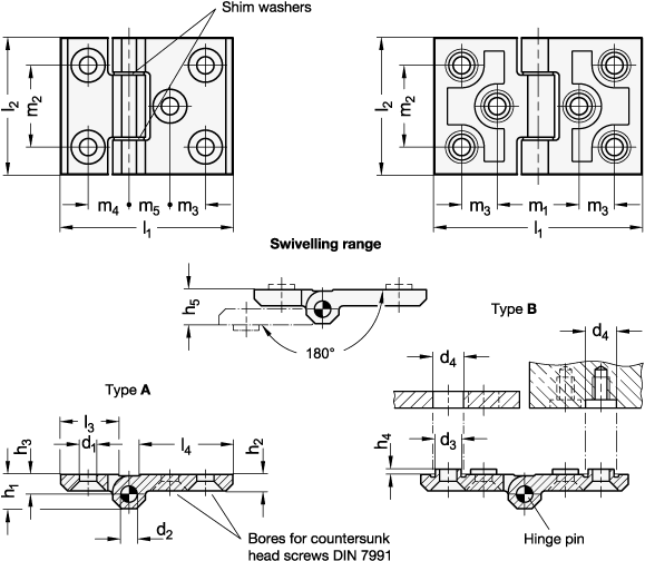 Stainless Steel Heavy Duty Hinges GN 237.3 sketch