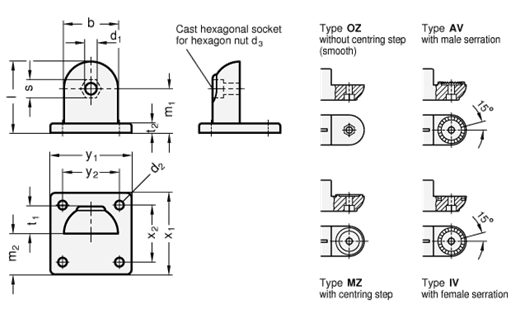 Swivel Clamp Connector Bases GN 272 sketch