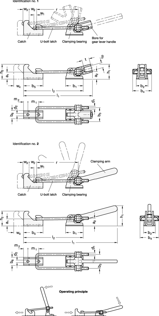 Latch Type Toggle Clamps Steel  blank GN 854 sketch