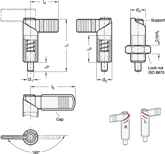 Stainless Steel Cam Action Indexing Plungers GN 721.6 sketch