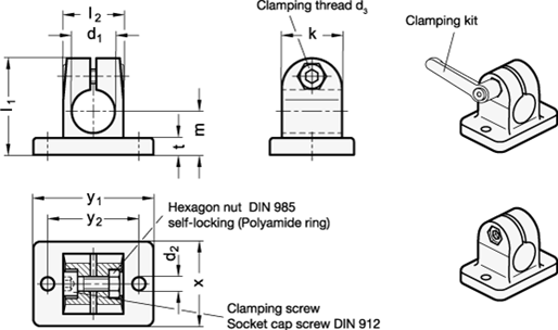 Flanged Connector Clamps GN 145 sketch