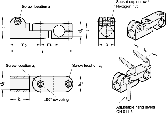 Swivel Clamp Connector Joints GN 287 sketch