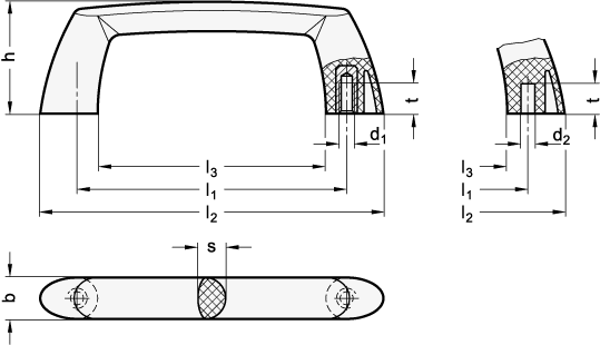 Cabinet U Handles GN 627 sketch