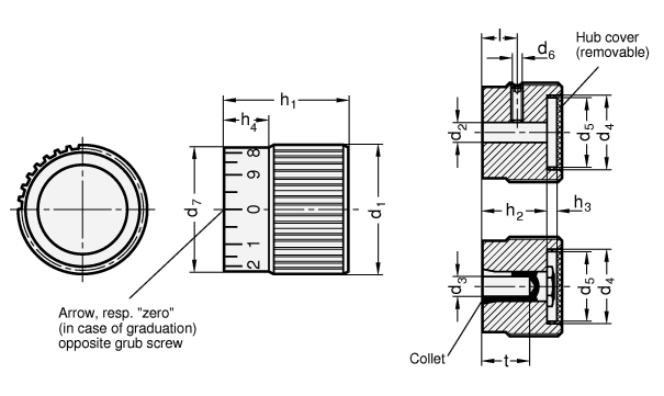 Control Knobs black anodized GN 726.1 sketch