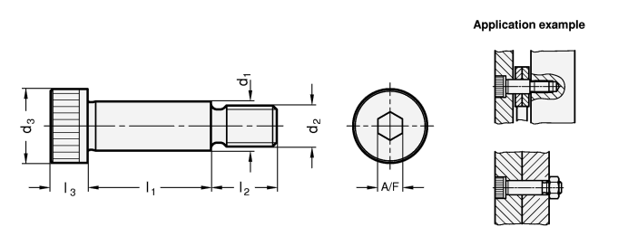 Stainless Steel Shoulder Screws ISO 7379 sketch