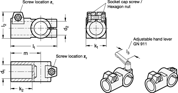 T Angle Connector Clamps GN 192 sketch