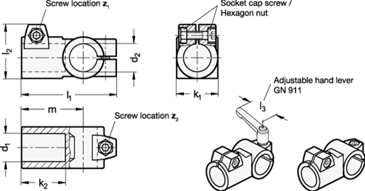 T Angle Connector Clamps GN 192 sketch