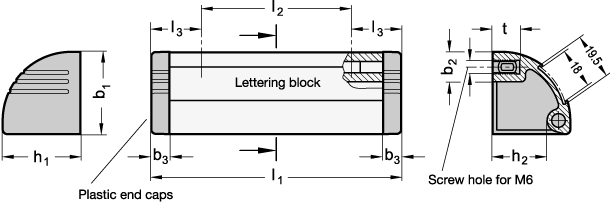 Ledge Handles aluminium GN 430.1 sketch