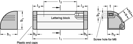 Ledge Handles aluminium GN 430.1 sketch
